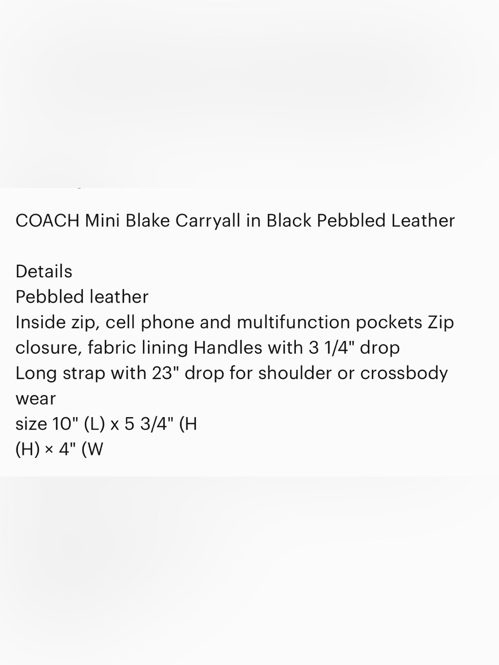 Coach Blake mini carryall. Black Pebbled Leather Satchel with Crossbody Strap - Picture 12 of 12